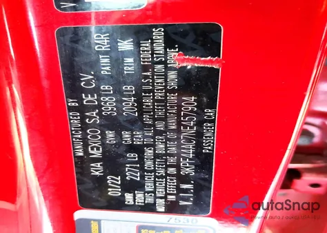 2022 Kia Forte Gt from USA, damaged, VIN 3KPF44AC7NE457904